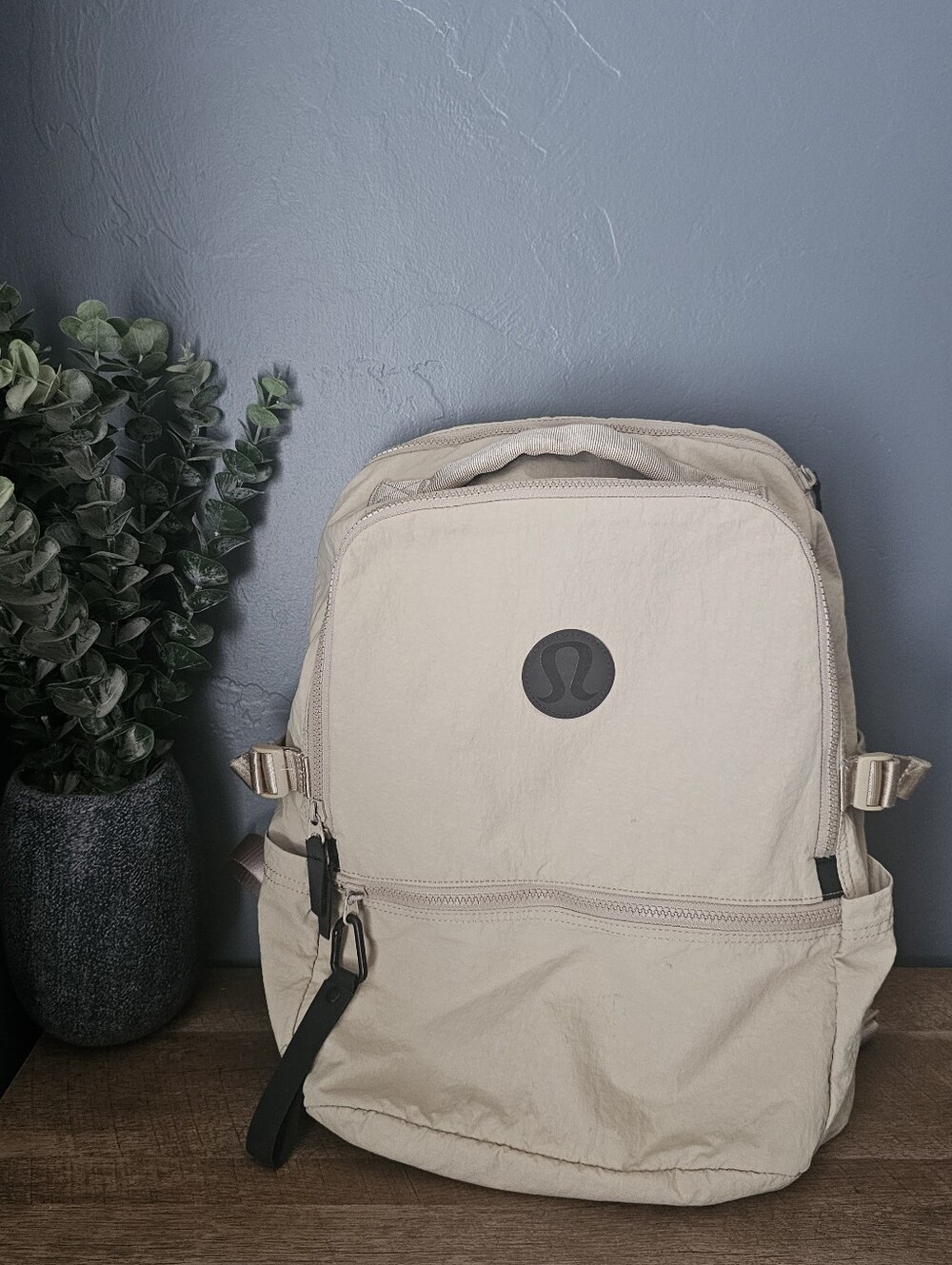 lululemon athletica Beige Backpack with Black Logo